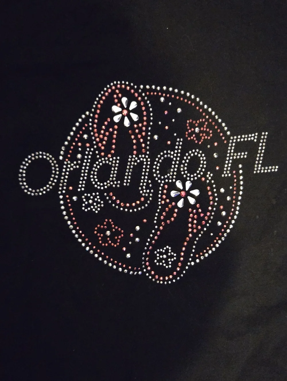 Black Short Sleeve Tee with Orlando FL Rhinestone